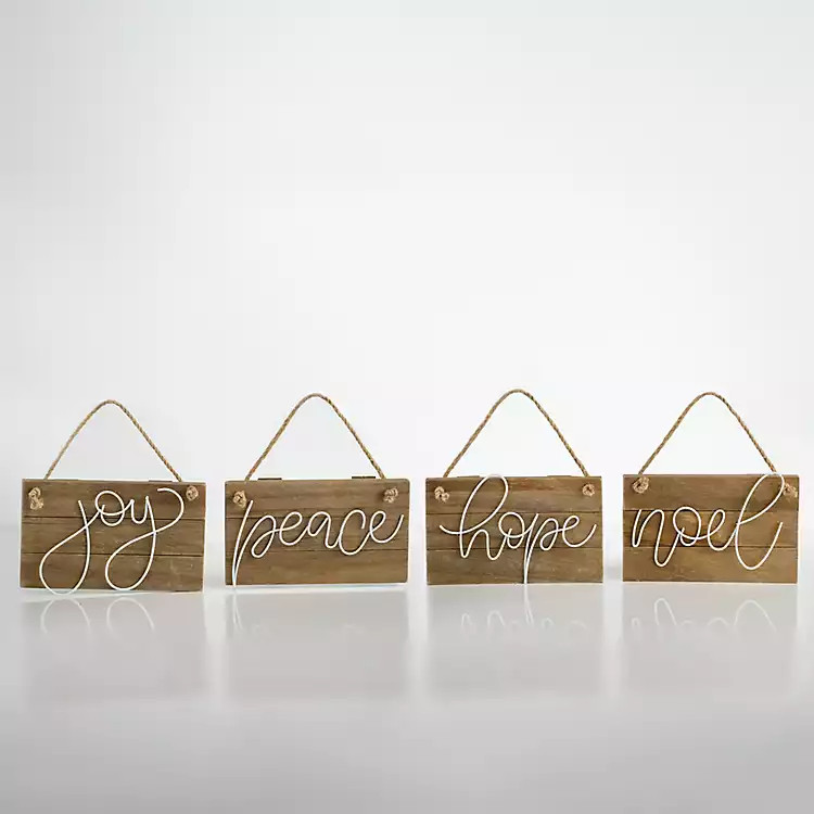 New! Wire Sentiment Wood Plank Ornaments | Kirkland's Home