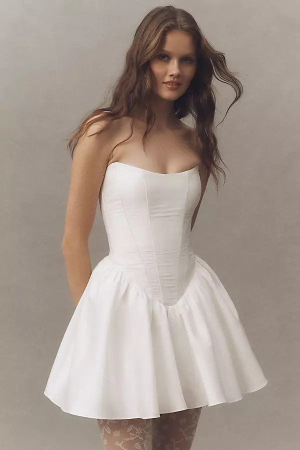 BHLDN Strapless Corset Fit & Flare Mini Dress | Anthropologie (US)
