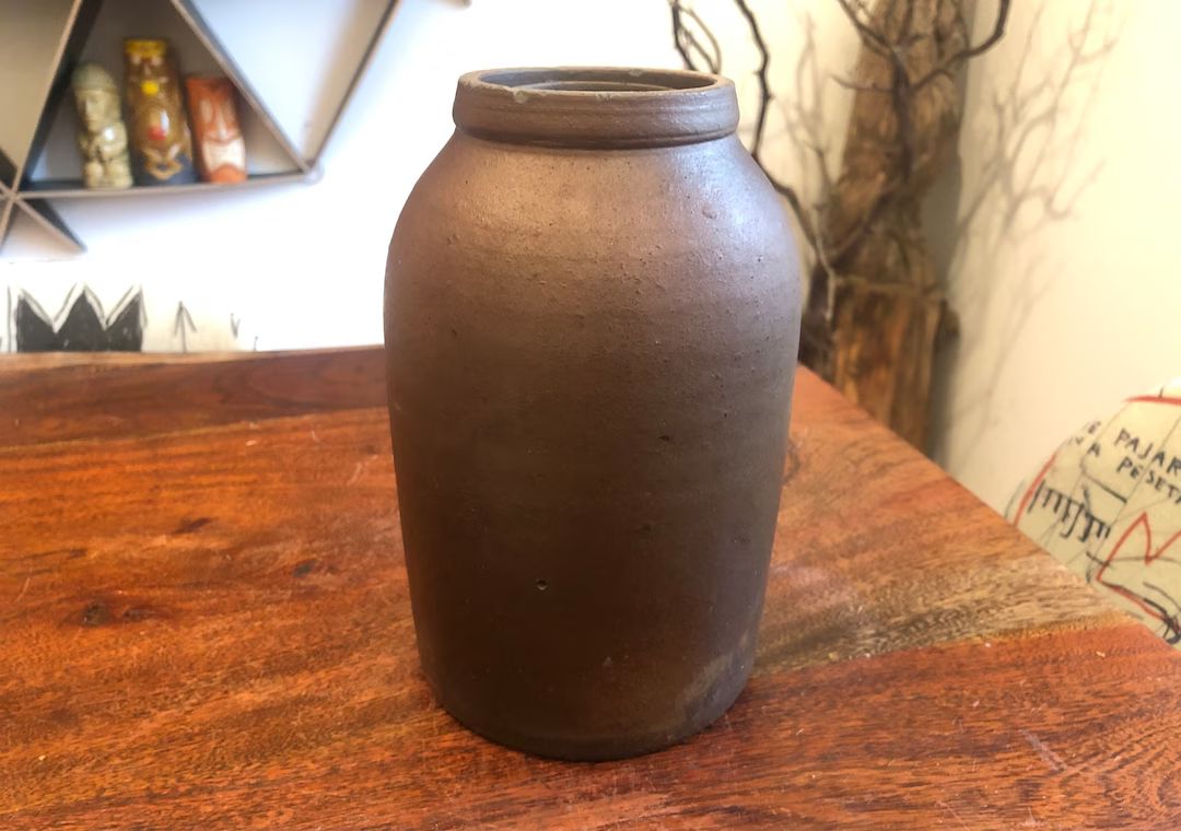 Antique 1800's Brown Stoneware Jar  Has 2 Holes - Etsy | Etsy (US)