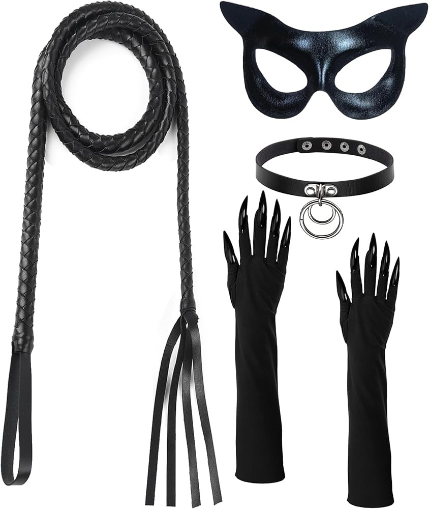 Black Cat Halloween Costume Set, 3-Piece with Mask, Gloves and Choker Necklace | Amazon (US)