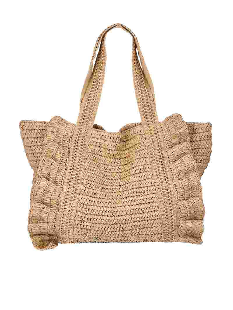 Time and Tru Women's Ruffle Tote Bag, Natural - Walmart.com | Walmart (US)