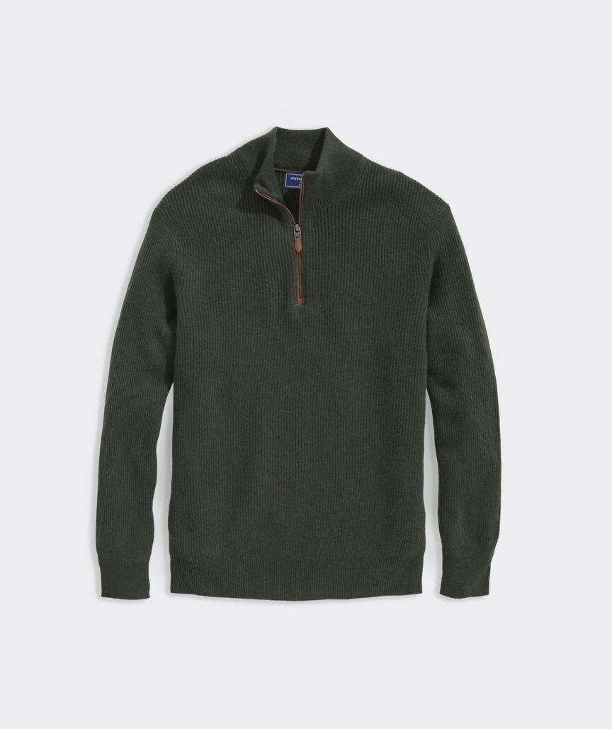 Cashmere Fisherman Rib Quarter-Zip Sweater | vineyard vines