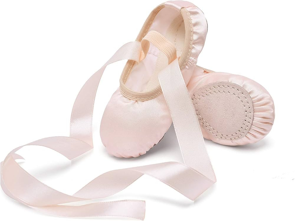 Stelle Girls Ballet Dance Shoes Satin Slippers Gymnastics Flats Split Sole with Ribbon | Amazon (US)