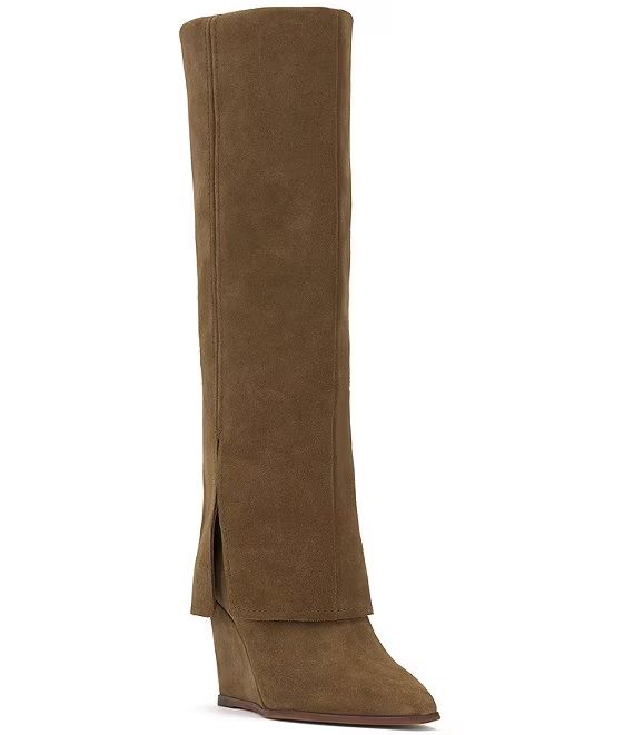 Tibani Suede Knee High Foldover Wedge Boots | Dillard's