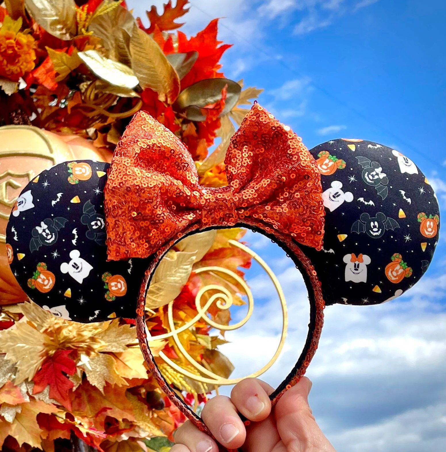 Halloween Inspired Mouse Ears, Minnie Ears, Mickey Ears, Disneyworld, Disneyland, Handmade Ears, Mickey Mouse Ears, Sequin Ears, Halloween | Etsy (Global)