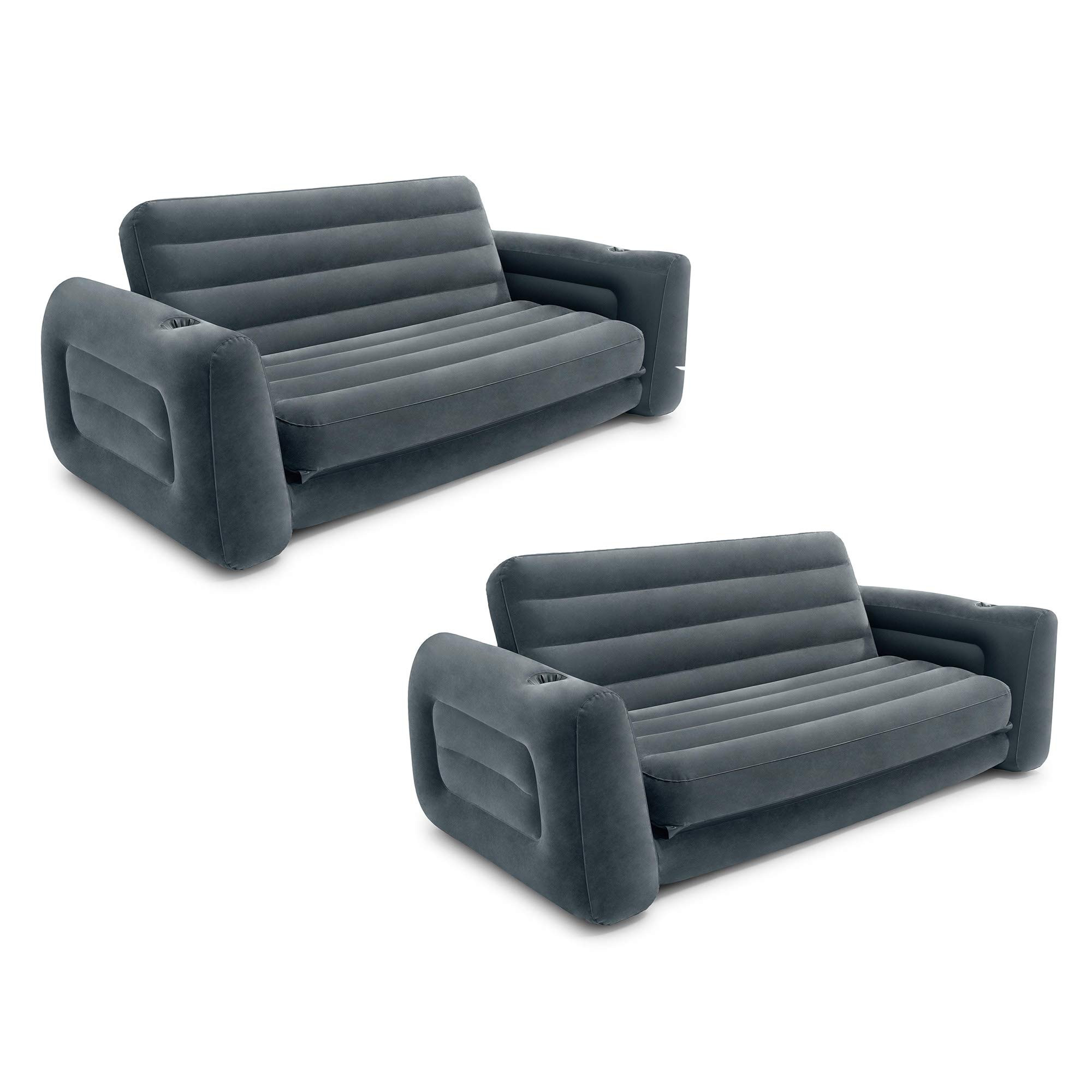 Intex 2 in 1 Inflatable Pull Out Sofa and Queen Size Air Bed Mattress with Cup Holders for Indoor... | Amazon (US)