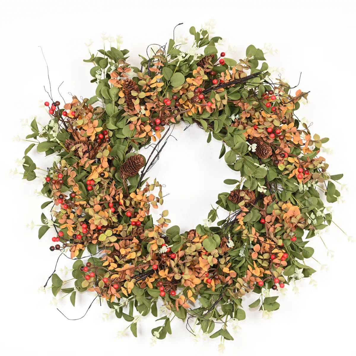 Ophelia & Co. 26" Artificial Rustic Berry Pinecone Fall Thanksgiving Day Harvest Blossom Cluster ... | Wayfair North America