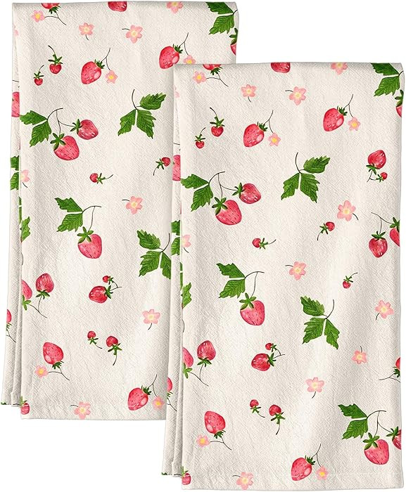Miss Adola Flour Sack Kitchen Towels - Set of 2 Spring Dish Towels with Hanging Loop 18x26 Inch A... | Amazon (US)
