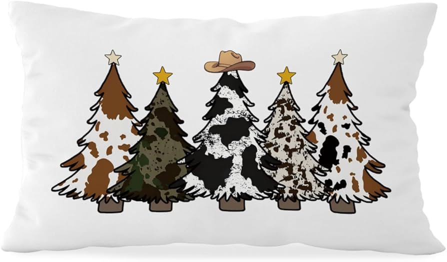 Western Christmas Decor Pillow Cover 12x20, Cowboy Christmas Tree Country Decor Indoor Outdoor Th... | Amazon (US)
