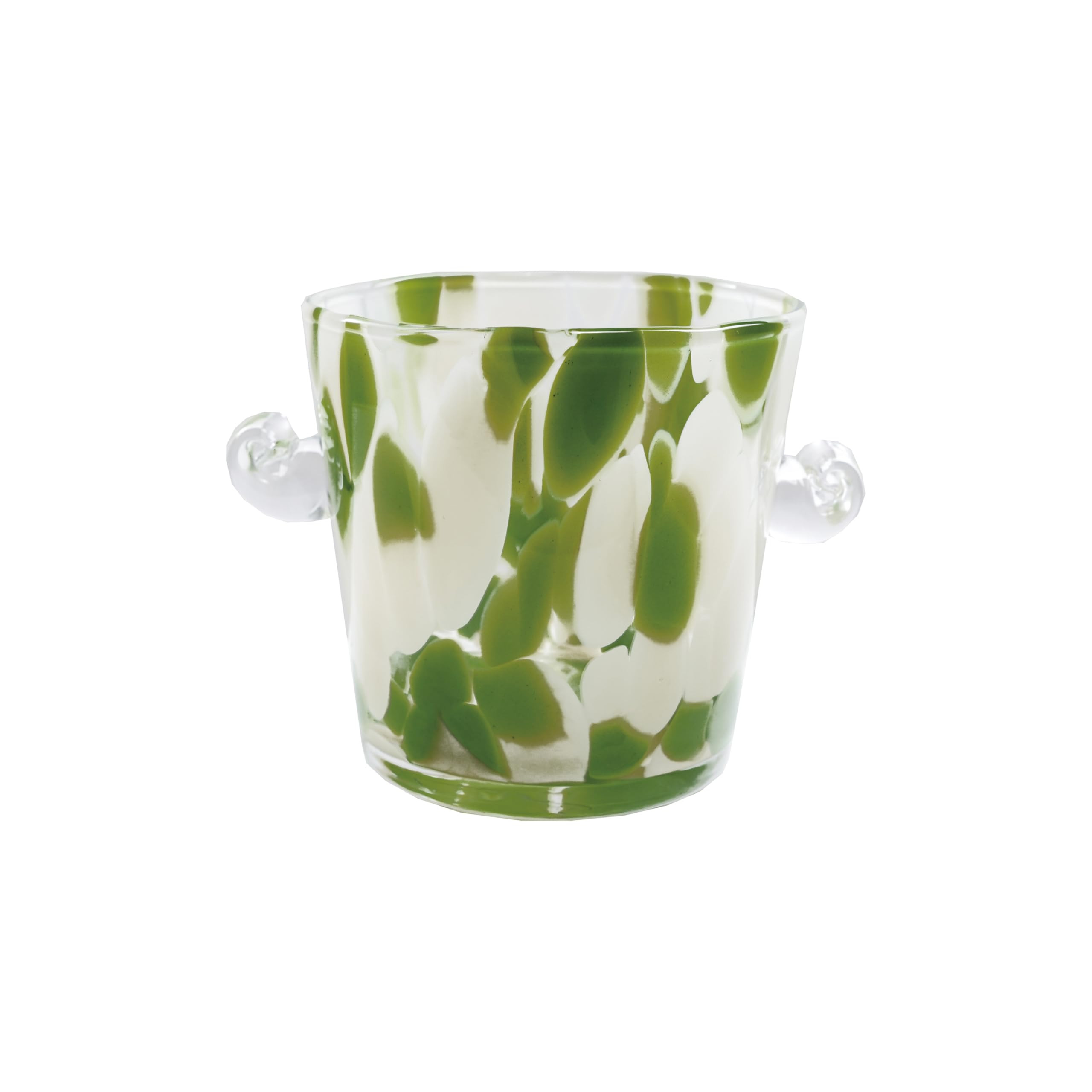Creative Co-Op 32-Ounce Confetti Glass Ice Bucket with Handles, Yellow and Green | Amazon (US)