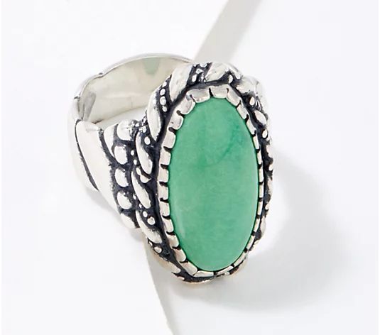 American West x Carolyn Pollack Sterling Silver Green Turquoise Gemstone Ring - QVC.com | QVC