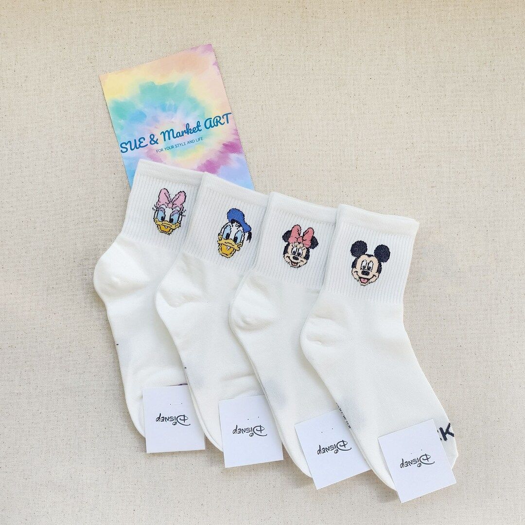 Disney Friends Socks/ Mid Cut Crew Socks/cute Daily Socks - Etsy | Etsy (US)