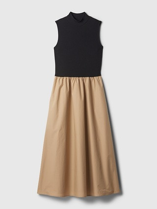 Mockneck Mixed Media Midi Dress | Gap (US)