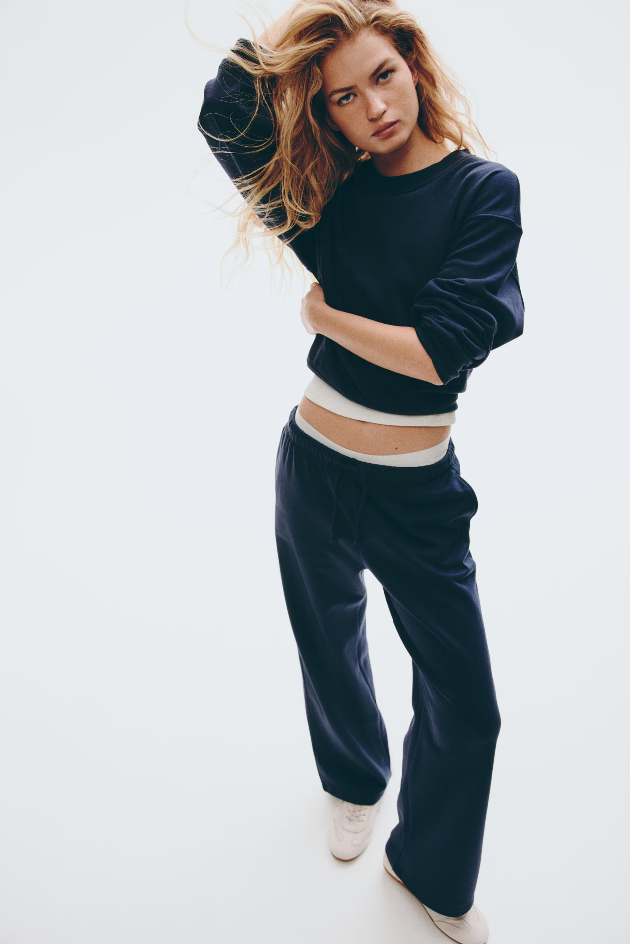 Wide-leg Joggers - Navy blue - Ladies | H&M US | H&M (US + CA)