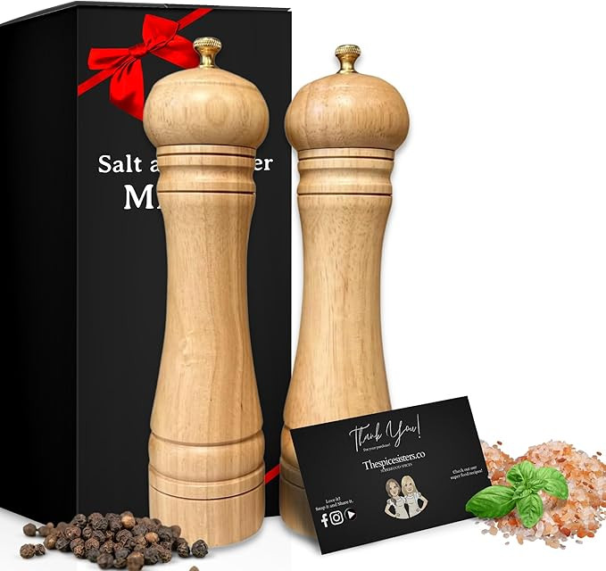Wooden Salt and Pepper Grinder Set .Includes Wooden Salt and Pepper Shakers from The Spice Sister... | Amazon (US)