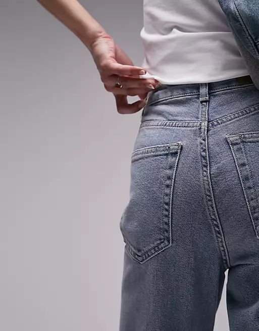 Topshop premium organic cotton blend  Mom jeans in bleach | ASOS (Global)