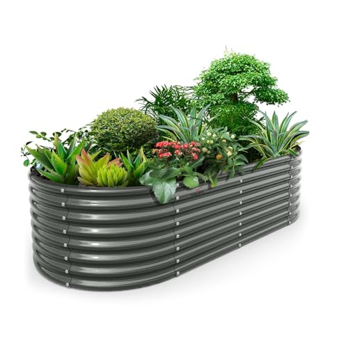 A ANLEOLIFE 8x4x2ft Galvanized Raised Garden Bed Kit, Oval Metal Deep Root Planters for Outdoor P... | Amazon (US)