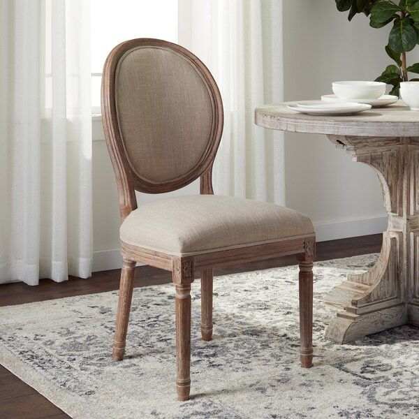 Abbyson French Vintage Linen Round Back Dining Chair | Bed Bath & Beyond