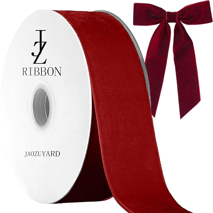 Burgundy Velvet Ribbon 1-1/2 Inch X 10 Yards Maroon Velvet Ribbon for Gift Wrapping Christmas Dec... | Amazon (US)