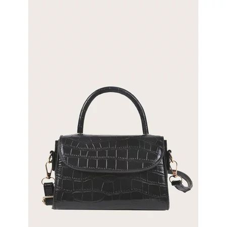 Elegant Women s Mini Croc Embossed Flap Shoulder Crossbody Handbag Satchel Bags Black | Walmart (US)