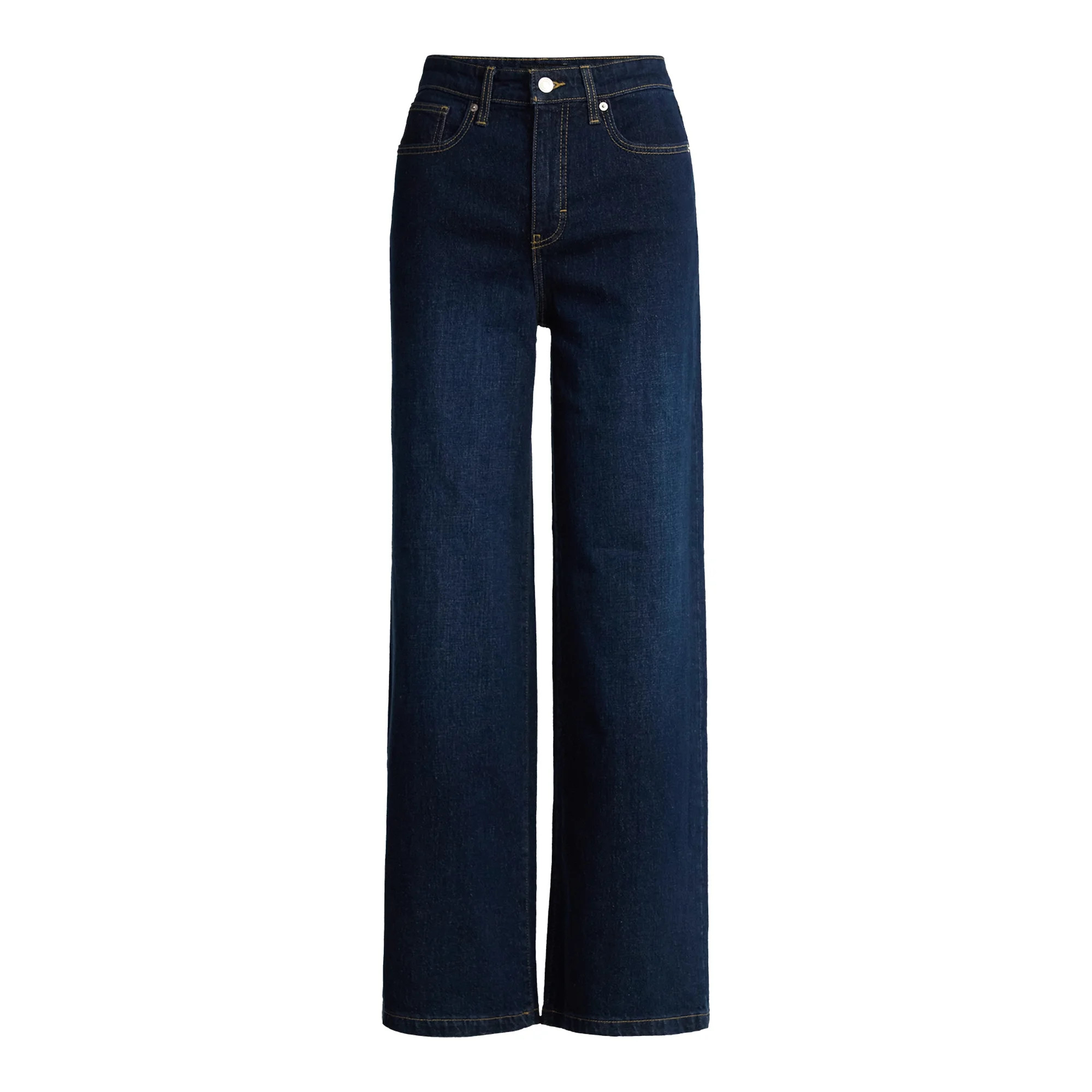 Free Assembly Women's High Rise Full Length Wide Leg Jeans, 32" Inseam, Sizes 0-20 | Walmart (US)