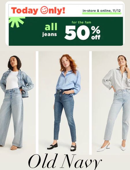 50% off Old Navy Jeans 
Love all there styles they are such amazing quality and fit so good 
#jeans 

#LTKunder100 #LTKsalealert #LTKstyletip