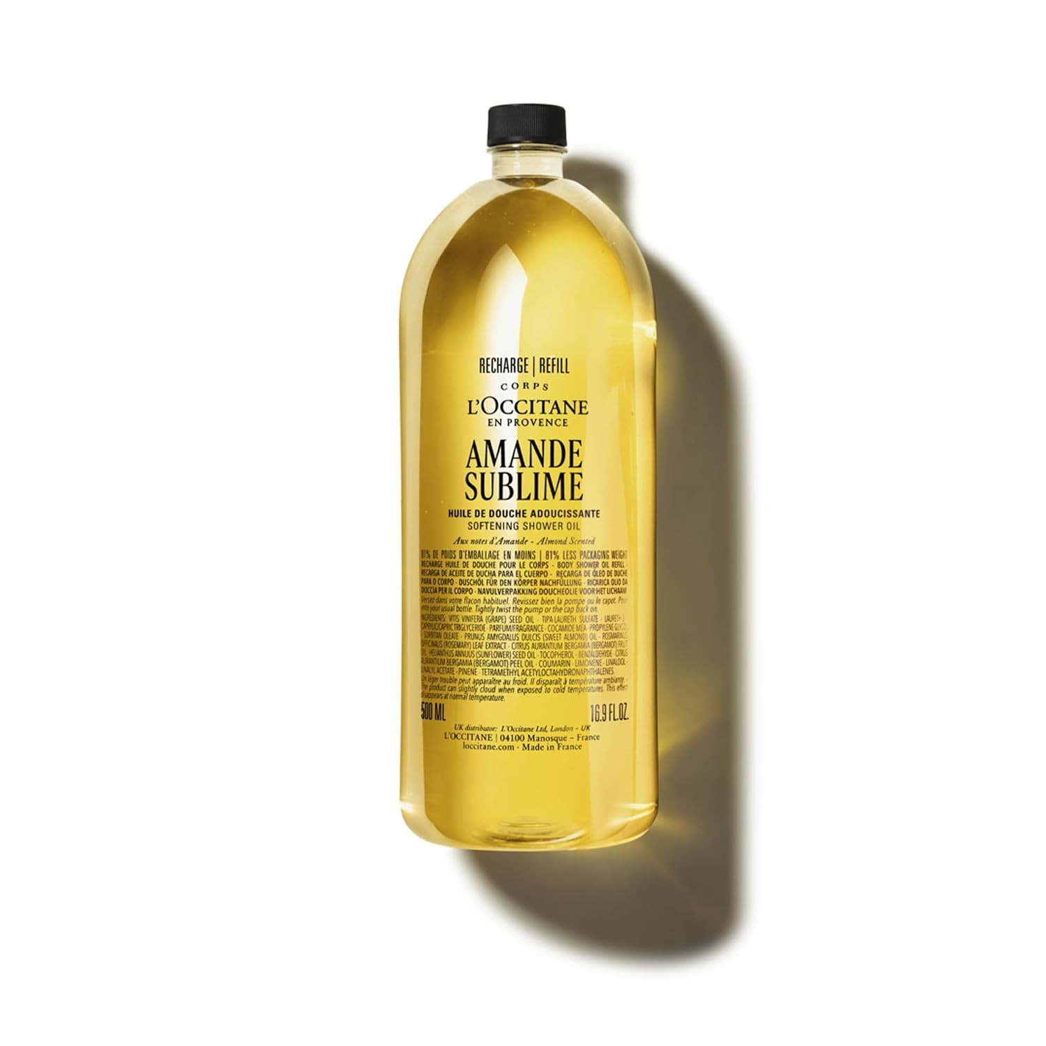 L'OCCITANE Almond Shower Oil, Body Wash & Shaving Base, 16.9 Fl Oz Refill | Purifies & smooths, non-drying, milky lather, gentle, nourishes, versatile, daily use, self-care essential, luxury skincare | Amazon (US)