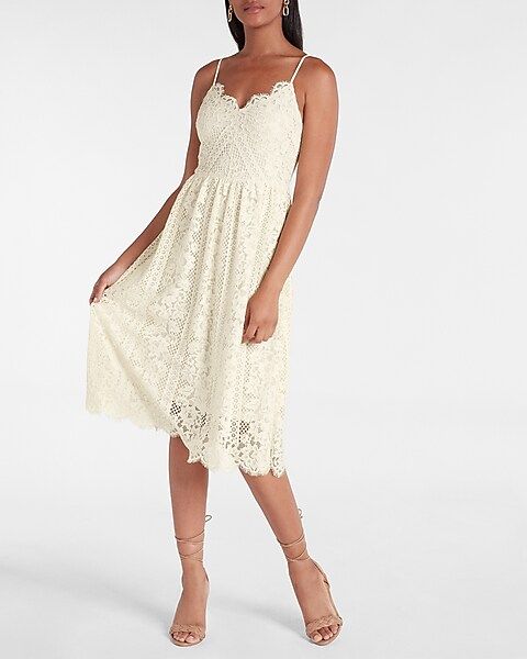 Allover Lace Midi Dress | Express