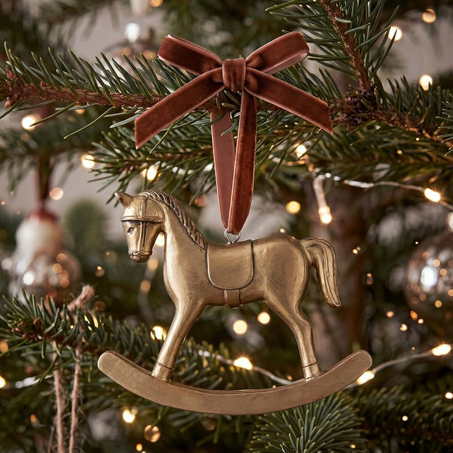 Wenqik 6 Pcs Vintage Christmas Horse Ornaments Rocking Horse Hanging | Amazon (US)