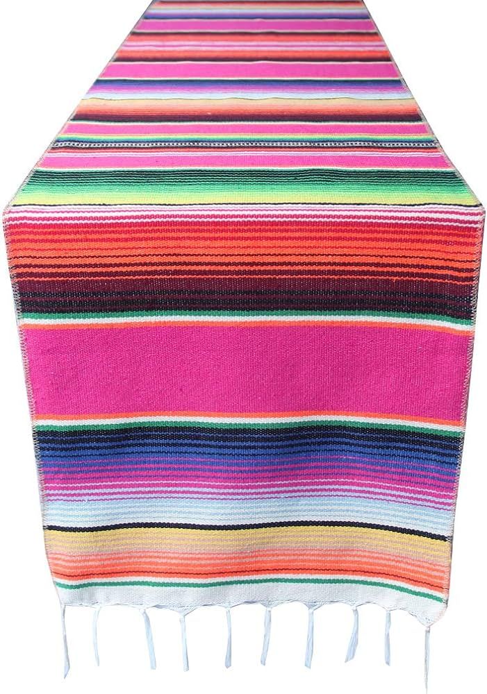 14x108 inch Mexican Serape Table Runner for Mexican Theme Party, Cinco de Mayo Fiesta Party, Day ... | Amazon (US)