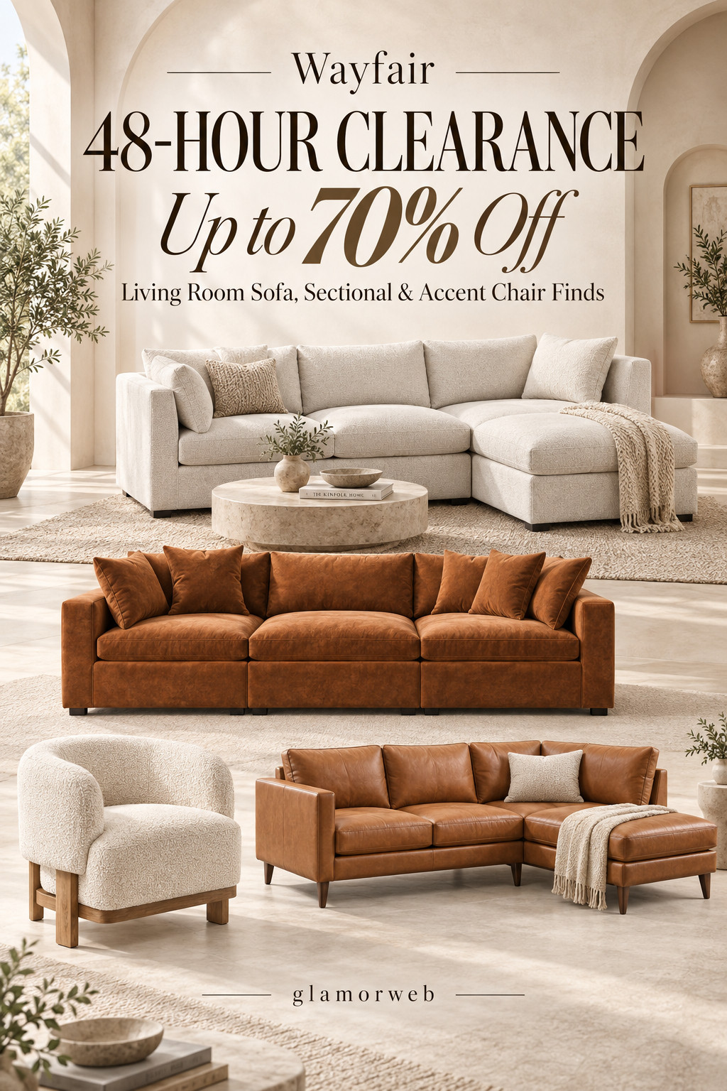Wayfair’s 48-HOUR CLEARANCE is making a fall living room refresh way too tempting 🤎 There’s up to 70% OFF right now, and I found some seriously good sofas, roomy sectionals, cozy accent chairs, and leather seating that can completely change the feel of a space. I’m loving the warm neutrals, deep comfy cushions, and elevated pieces that give that expensive designer look without paying full price. If a new sofa or sectional has been sitting on your wishlist, this is definitely the time to check the sale before the best finds are gone!

#Wayfair #WayfairSale #WayfairClearance #48HourClearance #UpTo70Off #WayfairFinds #LivingRoomSale #LivingRoomFurniture #LivingRoomFinds #SofaSale #SofaFinds #SectionalSale #SectionalSofa #SectionalFinds #AccentChair #AccentChairFinds #FurnitureSale #FurnitureDeals #FallLivingRoom #FallHomeRefresh #CozyLivingRoom #LuxuryLivingRoom #LivingRoomRefresh #LivingRoomInspo #HomeDecorFinds #ModernLivingRoom #NeutralLivingRoom #LeatherSofa #CozyHome #InteriorInspo #AffordableFurniture #HomeDeals 

 #LTKSeasonal #LTKHome #LTKSaleAlert