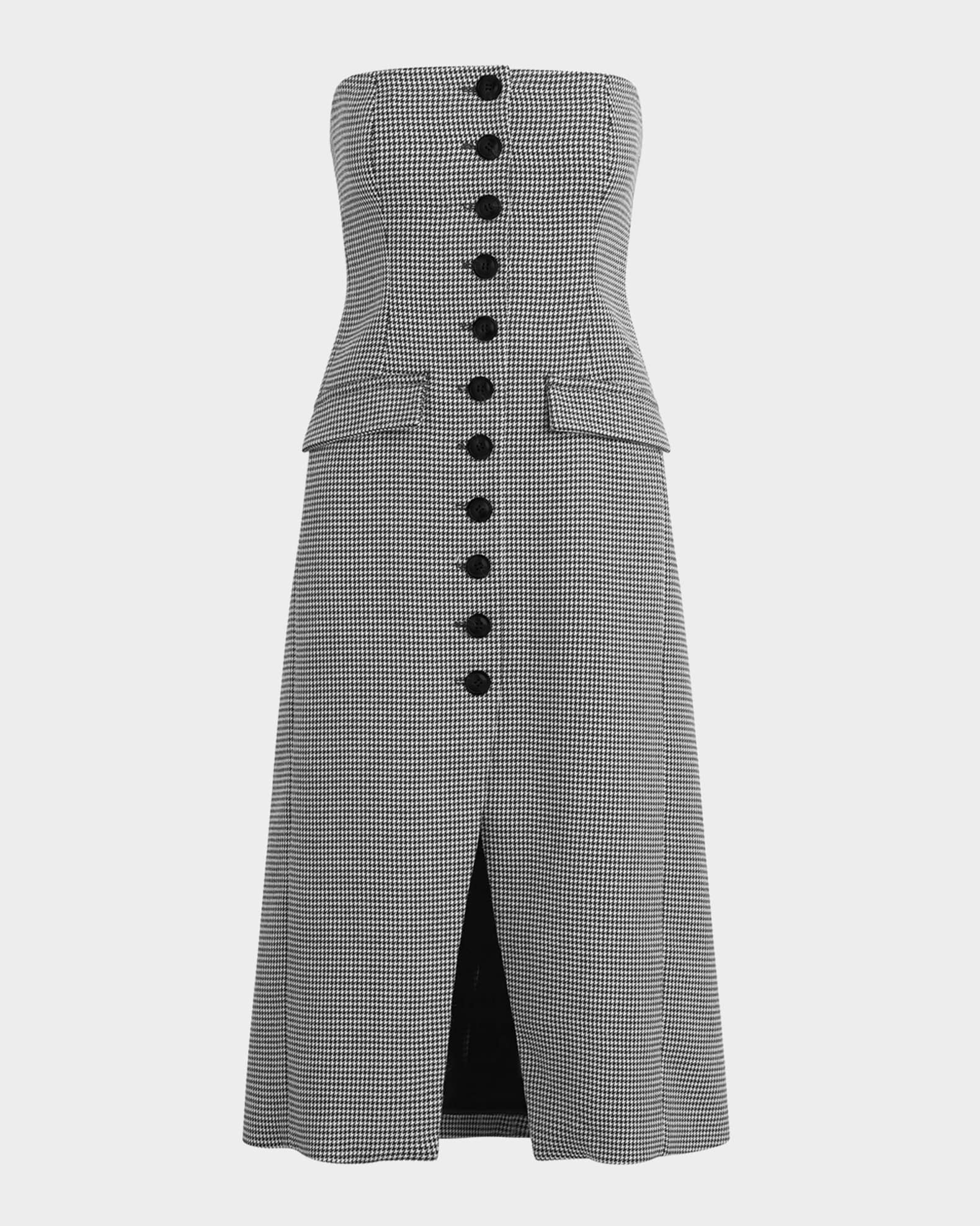 The Phoebe Houndstooth Strapless Dress | Neiman Marcus