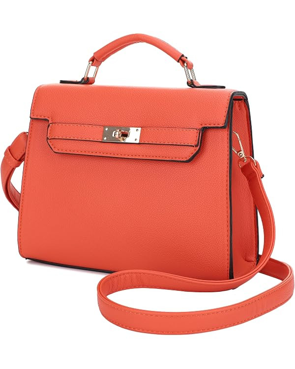 Women's Top Handle Satchel with Detachable Strap Small Pebbled Leather Fashion Crossbody Bag | Amazon (US)