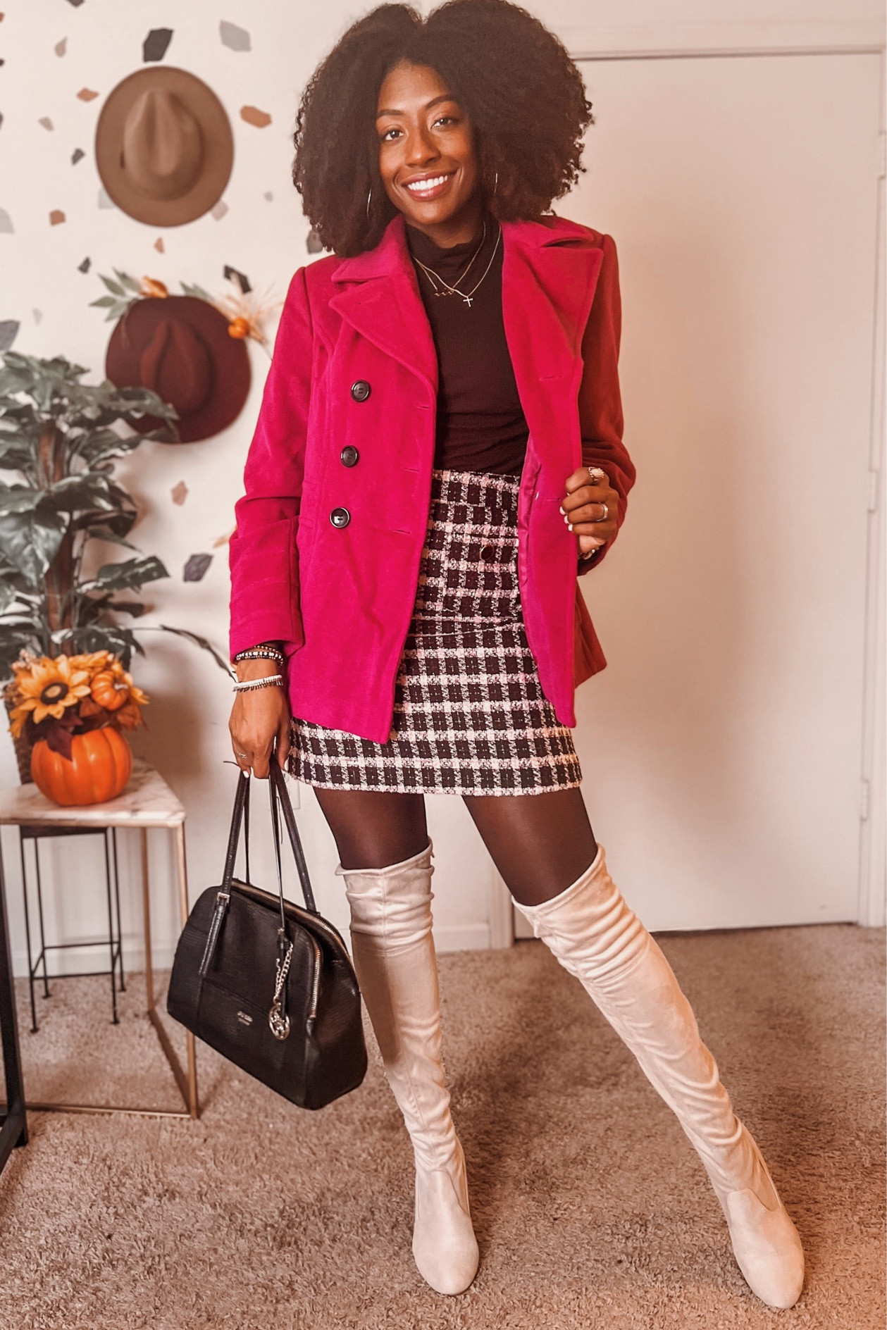 Totally obsessing over tweed anything this fall  - wearing a size 6 in this skirt 

tweed skirt outfit, peacoat, thigh high boots, Amazon boots, turtle neck outfit, outfit ideas for fall, Target fashion, Amazon Jewelry, fall fashion 

#LTKworkwear #LTKunder50 #LTKshoecrush