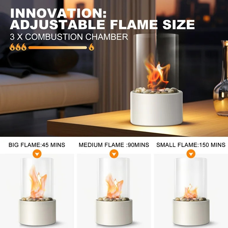 Portable Tabletop Fire Pit with 3 Combustion Charmbers,Indoor & Outdoor Table Top Firepit Bowl, M... | Walmart (US)