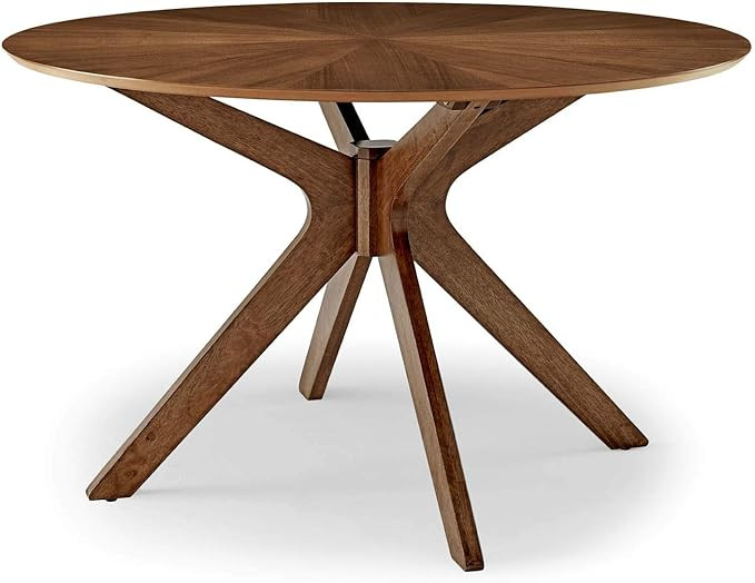 Modway Crossroads 47" Round Wood Dining Table, Walnut | Amazon (US)