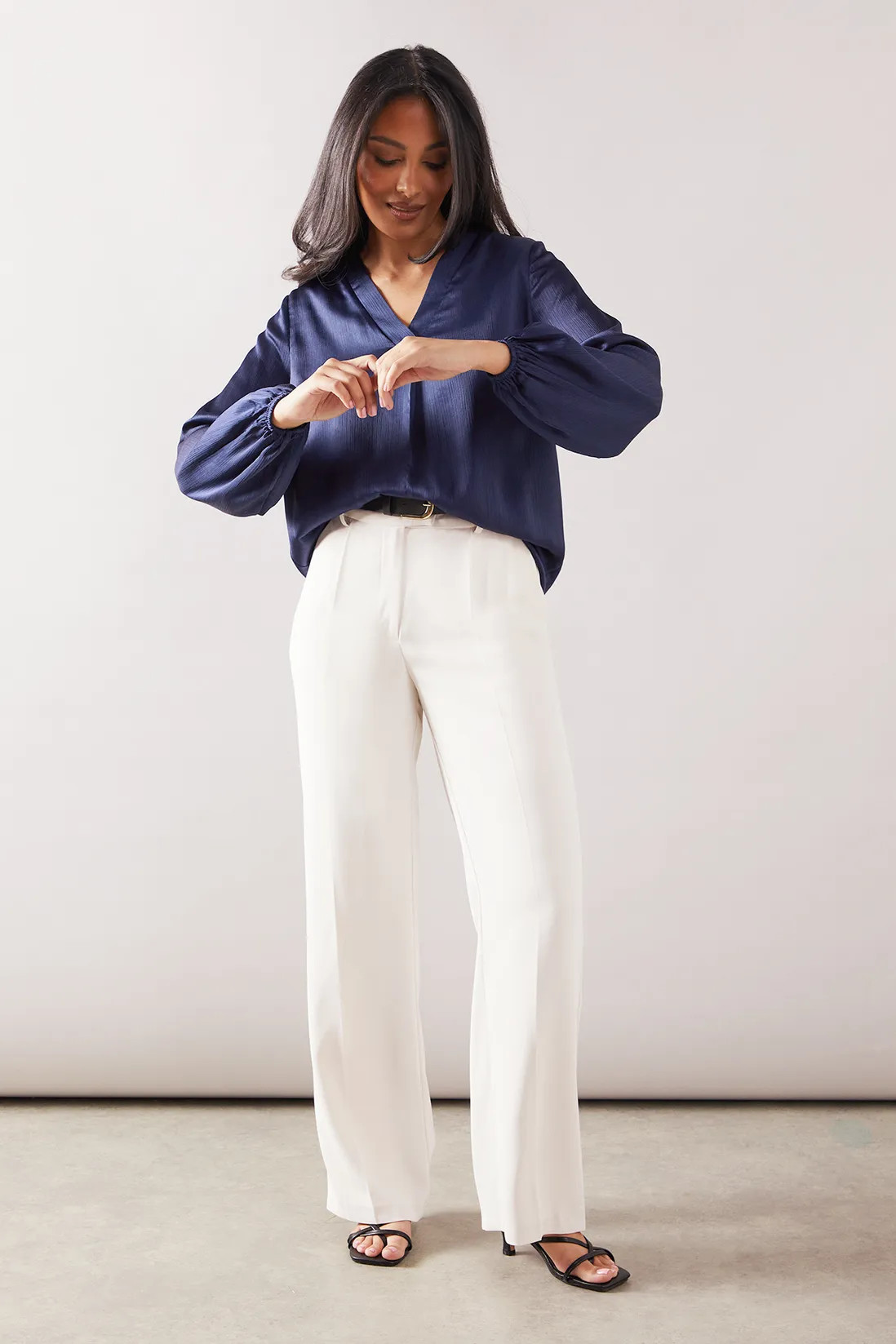 Tops | Petite Crinkle Satin Overhead Shirt | Wallis | Debenhams UK