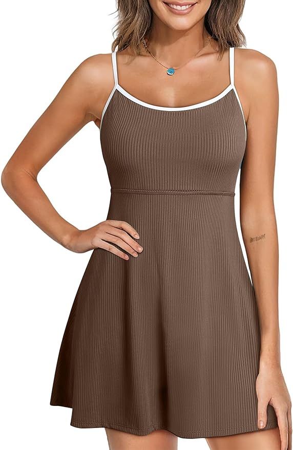 Aleumdr Women’s Ribbed One Piece Swimsuits Modest Swim Dress Tummy Control Adjustable Straps Ba... | Amazon (US)