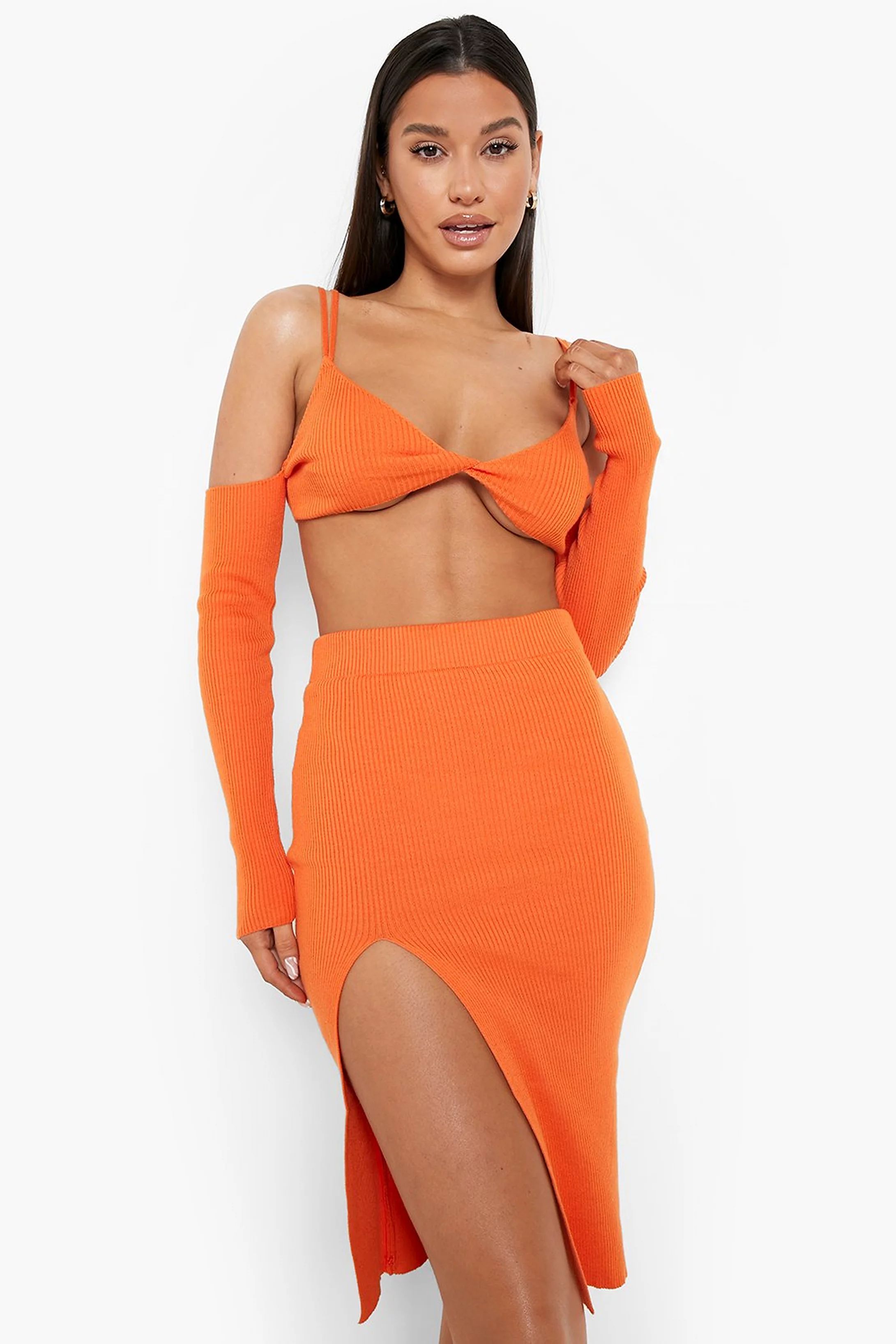 Knitted Crop And Skirt Co-ord | Boohoo.com (US & CA)