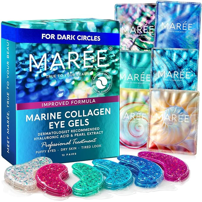 MAREE Eye Gels - Cooling Pads Under Eye Patches for Puffy Eyes and Dark Circles with Collagen & H... | Amazon (US)