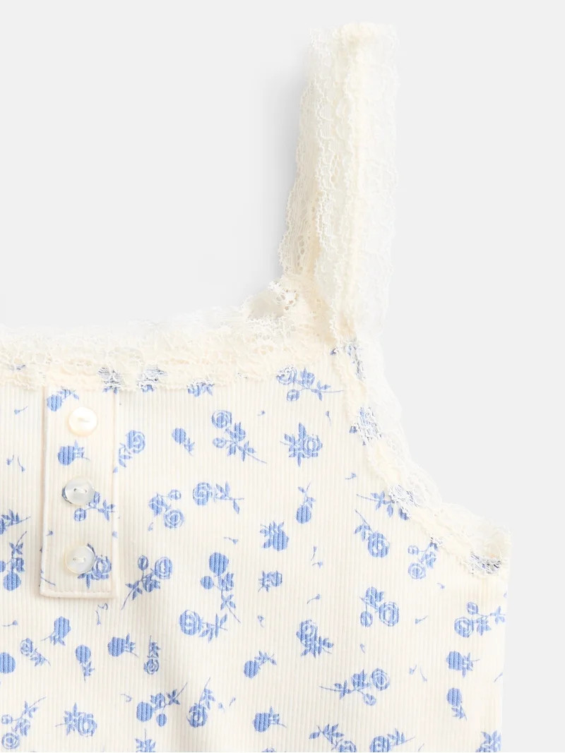 Weekend Academy Girls Henley Tank Top with Lace Trim, Sizes 4-18 - Walmart.com | Walmart (US)