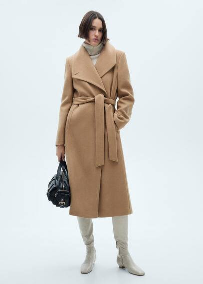 Belted Manteco wool coat medium brown - Woman - M - MANGO | MANGO (UK)