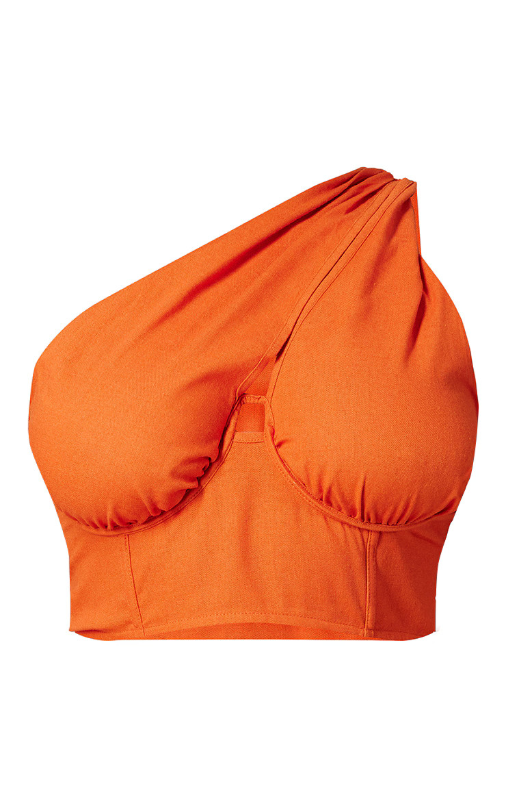 Plus Rust One Shoulder Corset Top | PrettyLittleThing US