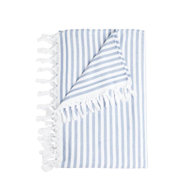 stripe beach towel, blue | minnow