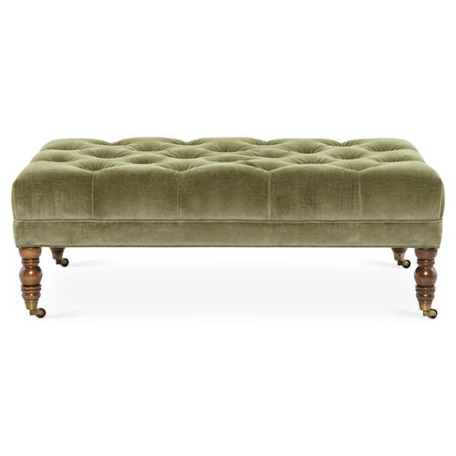 Anna Cocktail Ottoman, Lichen Velvet | One Kings Lane