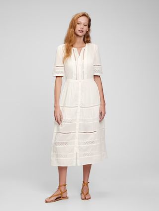 Lace Button-Front Midi Dress | Gap (US)