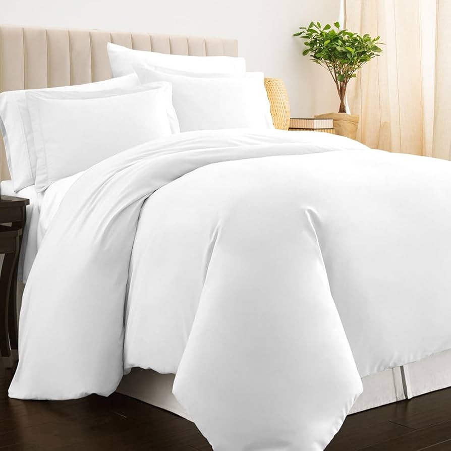 Pizuna Pure 100% Cotton Queen Duvet Cover with Shams, Luxurious 400 Thread Count Long Staple Cott... | Amazon (US)