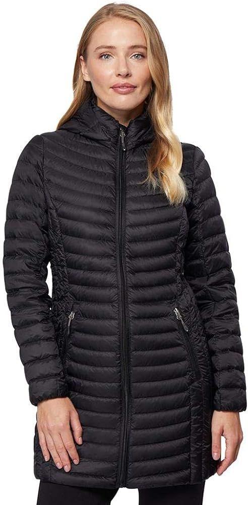 32 Degrees Women's 3/4 Ultra-Light Down Jacket| Slim Fit | Detachable Hood | Water Repellant | Amazon (US)