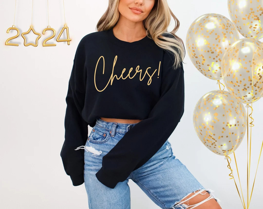 New Years Shirt, New Years sweatshirt, NYE outfit, 2024 New Year’s party T-shirt, Cheers sweate... | Etsy (US)