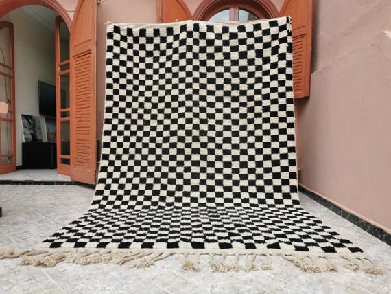Large Moroccan rug -Moroccan checkered rug - Moroccan checkerboard rug -Checkered area rug -Check... | Etsy (US)